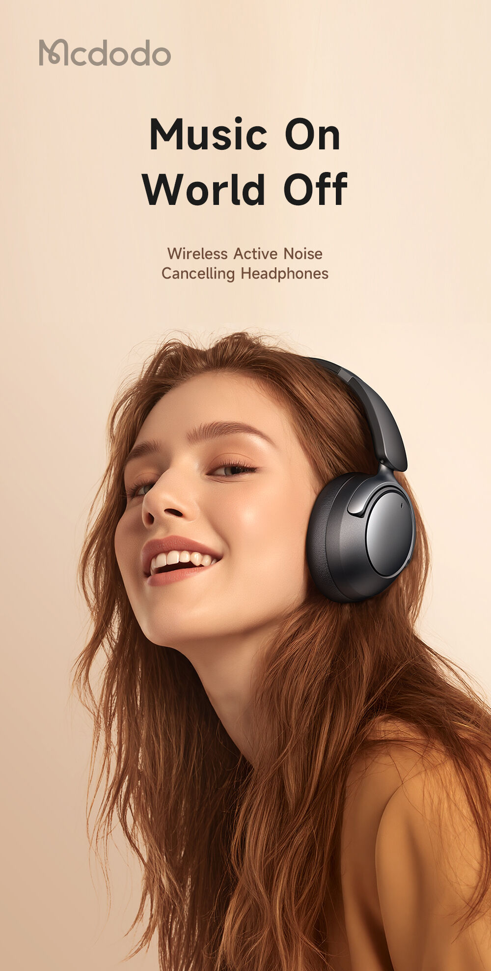 سماعات رأس MCDODO HP-140 طويلة الأمد بخاصية إلغاء الضوضاء النشطة