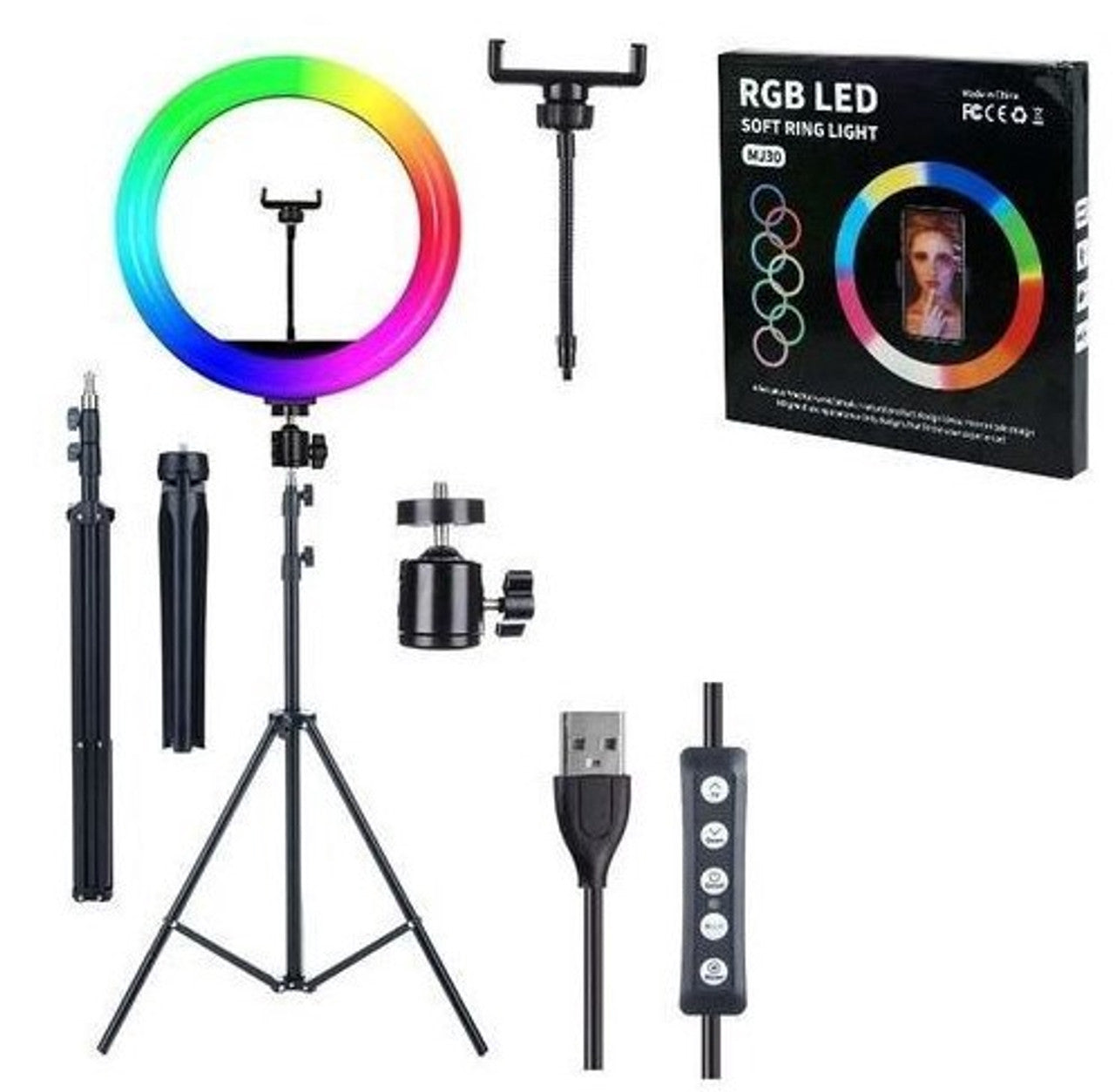 LED RING LIGHT 12"  RGB WITH TRIPOD STAND (MJ33)