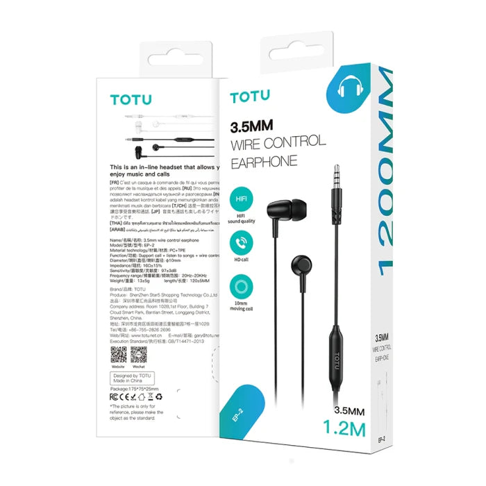 TOTU 3.5MM WIR CONTROL EARPHONE (EP-2)