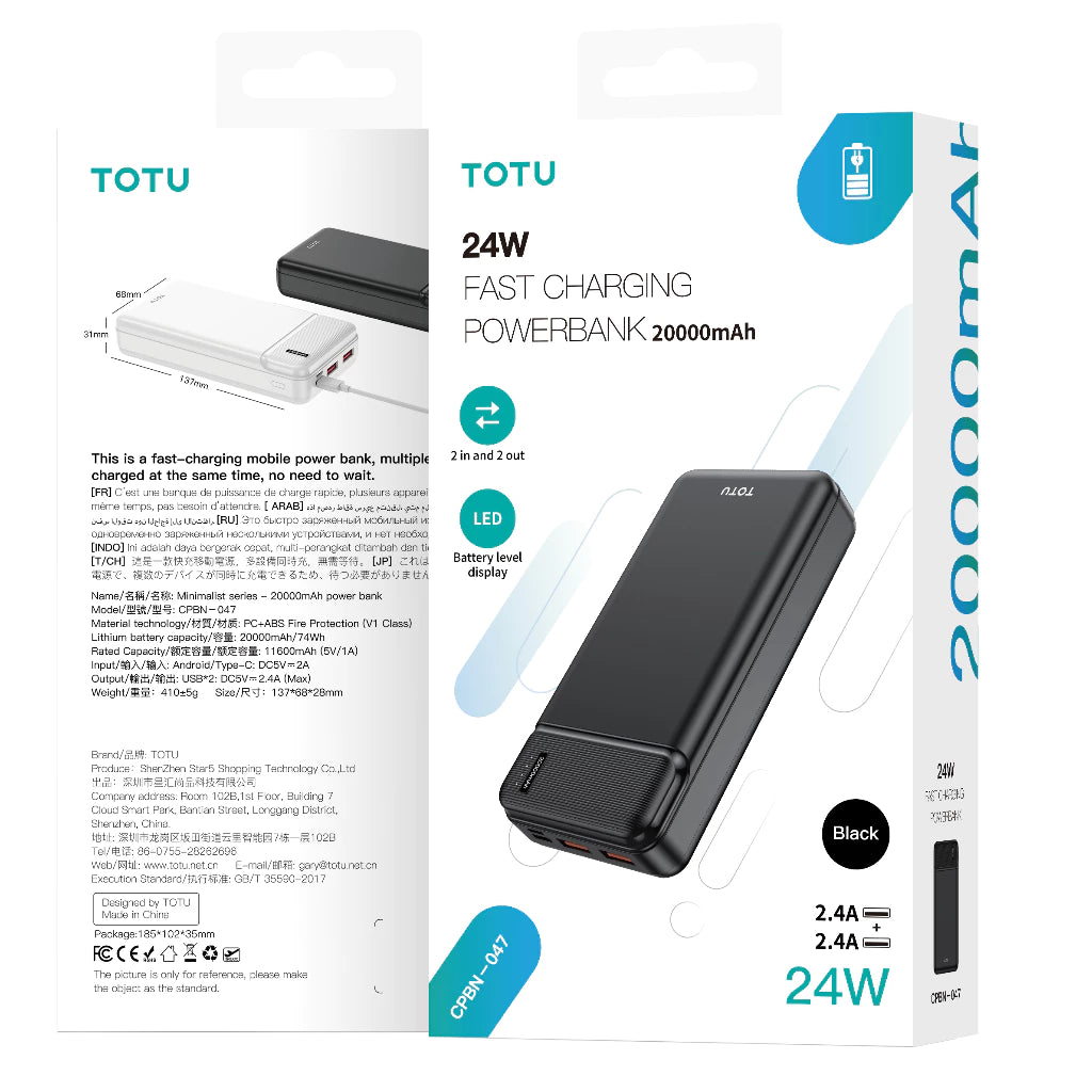 TOTU FAST CHARGING POWERBANK 10000mA (CPBN-046)